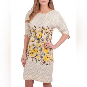 NWT Anthropologie Meadow Rue Polka Dotted Yellow and Tan   Floral Dress